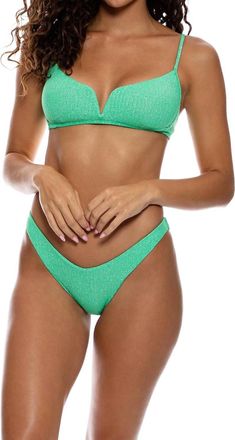 Luli Fama Starlight V Splice Bralette In Mint