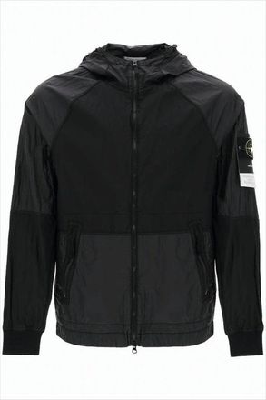 Stone Island Hooded Lightweight Jacket With Glossy Polyamide Panels