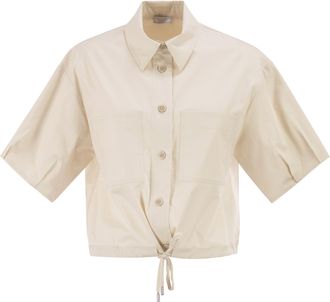 PESERICO Peserico cropped overhemd van stretchkatoen met trekkoord