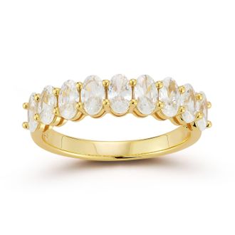Glaze Jewelry Sterling Silver Oval Half Eternity Ring