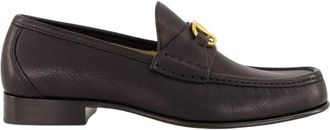 Valentino Garavani Zwarte leren loafers met messing logo - Heren - Loafers - Zwart - 39 EU - Leer - Schoenen