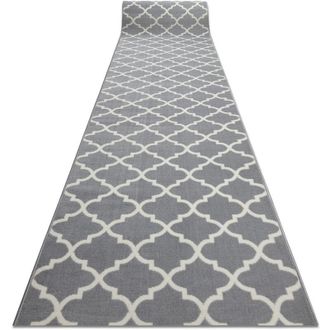 RugsX Rugsx - Alfombra de pasillo bcf morad Trelis Espaldera marroquí gris / crema 90 cm grey 90x300 cm