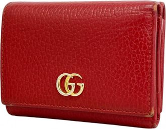 Gucci Red Color Leather Wallet (Tri-Fold) (Pre-Owned)