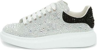Alexander McQueen Crystal-embellished Oversized Sneakers Silver Black 604223WHCE49329