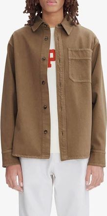 A.P.C. Basile Brodee Twill Button-Up Shirt in Frosted Chestnut Brown at Nordstrom, Size Xx-Large