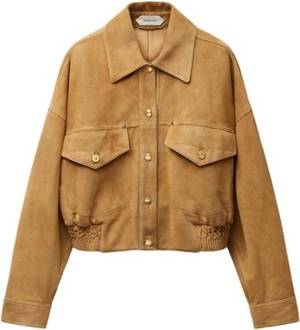 Versace Jassen, Dames, Bruin, S, Su&egrave;de, Suede Blouson Jacket