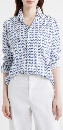 Frank & Eileen Eileen Crab Print Relaxed Button-Up Shirt in Blue Crab at Nordstrom, Size X-Large