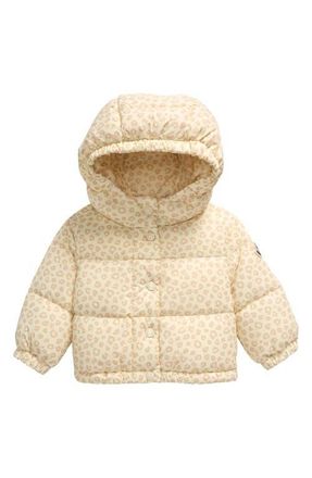 Moncler Kids Tessa Leopard Print Down Puffer Jacket in Beige at Nordstrom, Size 3Y