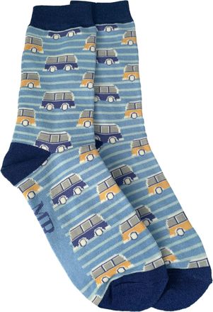 Generic Purple Possum Mens Socks Camper Van Blue Striped Novelty Fun Bamboo Cotton Blend UK Shoe Size 7-11 Gents Camper Van Stripes