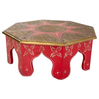 Wanderlust Deco Wanderlust Deco - Mesa De Centro De Madera Y Metal Rojo 40x40x15,5