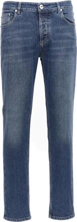 Brunello Cucinelli Jeans, Heren, Blauw, 3Xl, Katoen, Logo Borduur Stretch Jeans