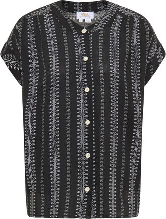 Usha blouse met korte mouwen Dames zwart wit