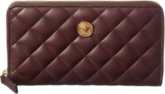 Versace Quilted Leather Zip Around Wallet