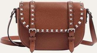 Valentino Garavani Mens Rockstud Small Leather Messenger Bag