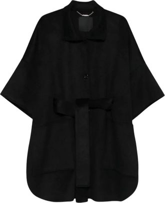 Liu Jo Wollen Jas met Ceintuur - Dames - Ponchos - Zwart - L - Wol - Jassen