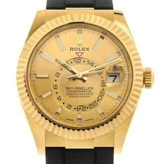 Rolex Sky-Dweller Automatic Chronometer 18 kt Yellow Gold Champagne Dial Mens Watch 326238CSR