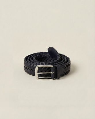 Luca Faloni Midnight Blue Leather Western Calf Leather Belt
