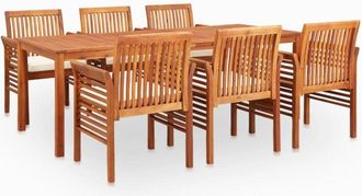 vidaXL Set Comedor De Jard&iacute;n 7 Pzas Y Cojines Madera Maciza De Acacia Vidaxl