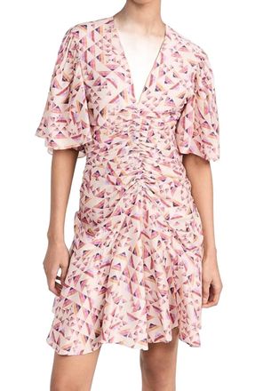 Isabel Marant Lienne Dress In Ecru/multicolor