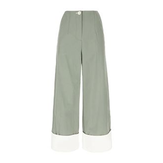 Low Classic Cropped Trousers, female, Green, Size: S Cropped Trousers