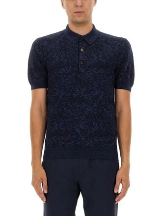 Etro Blue Shirt Collar Polo