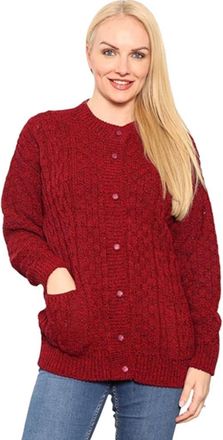 Generic New Womens Sweater Ladies Button Up 2 Front Pockets Full Sleeve Round Neck Cable Knitted Cardigan
