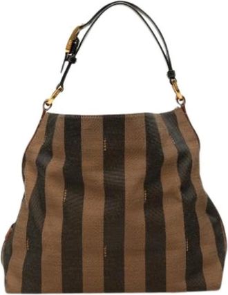Fendi Pre-owned Shoulder Bags, female, Brown, Size: ONE SIZE Pre-owned Canvas Shoulder Bag