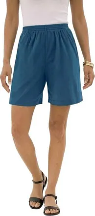 Roaman's Plus Size Soft Knit Pull On Short in Deep Teal at Nordstrom, Size Small