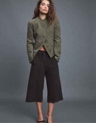 Stradivarius blazer jacquard color kaki-Verde