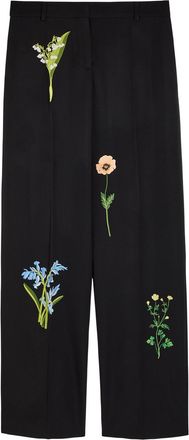 Stella McCartney Stella Mccartney Floral-embroidered Straight-leg Trousers - Black - 38 (UK6 / XS)