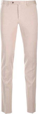 Pantaloni Torino Slim Fit Microstructuur Broek met Normale Taille - Heren - Slim Fit Broeken - Beige - S - Katoen - Broeken