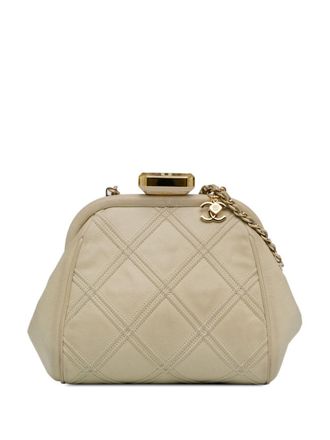Chanel 2014 Calfskin Kiss Lock Frame crossbody bag - White