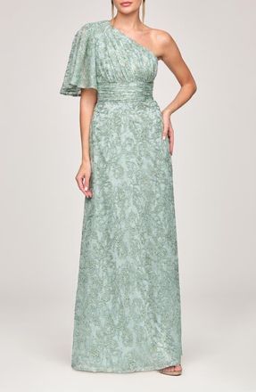 JS Collections Flynn Embroidered Sequin A-Line Gown in Warm Sage at Nordstrom, Size 14