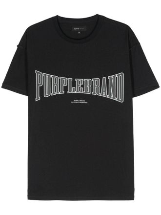 Purple logo-print cotton T-shirt - Black