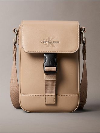 Calvin Klein Jeans Calvin Klein Mens Monogram Logo Flap Phone Crossbody Bag - Neutral - OS