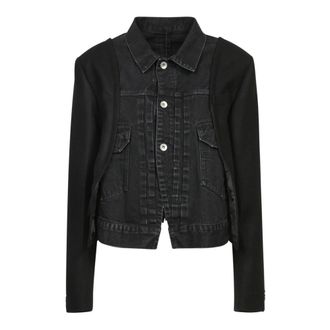 sacai Jassen, Dames, Zwart, L, Denim, Korte Denim Jas