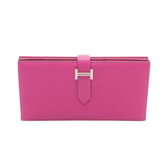 Herm&egrave;s Pink Chevre Leather Long Wallet (Bi-Fold) (Pre-Owned)