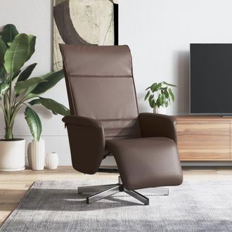 vidaXL Sill&oacute;n Reclinable Con Reposapi&eacute;s Cuero Sint&eacute;tico Marr&oacute;n Vidaxl
