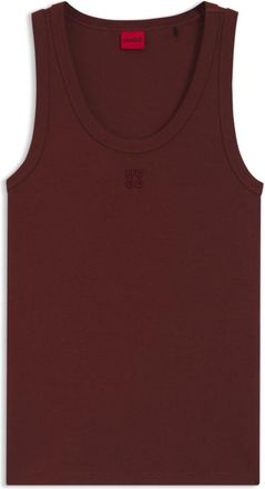 HUGO BOSS Cotton-blend tank top with stacked-logo embroidery