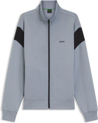 BOSS Zippered cotton-blend sweatshirt with contrast inserts
