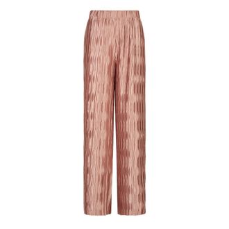 Dante6 Wijde broek met gedrapeerde pliss&eacute; - Dames - Broeken - Roze - Maat: XL
