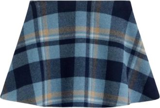 Semicouture Ruitjes Minirok - Dames - Korte rokken - Blauw - M - Leer - Rokken