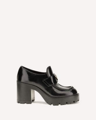 Prada Leather heeled Loafers Female 38.5