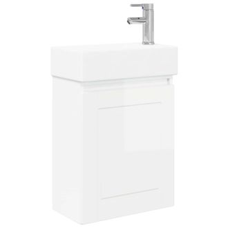 vidaXL M&oacute;dulo De Ba&ntilde;o Con Grifer&iacute;a Blanco Brillante Vidaxl