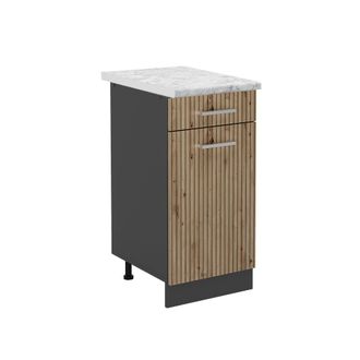 Vicco Mueble Bajo De Cocina R-line, Roble Artesanal, 40 Cm, Et M&aacute;rmol