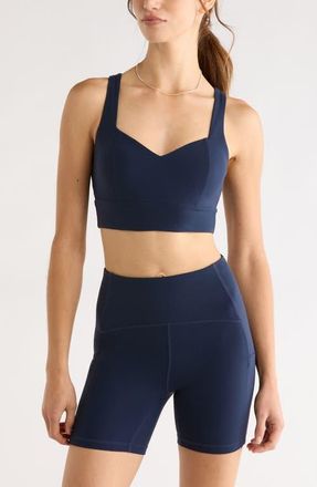 Zella Studio Luxe Sweetheart Sports Bra in Navy Sapphire at Nordstrom, Size Xx-Large