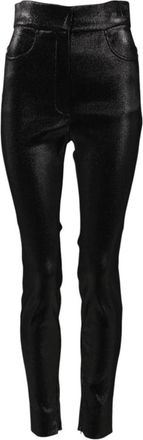 Dolce & Gabbana Zwarte Skinny Katoenen Broek met Lurex - Dames - Skinny broeken - Zwart - S - Katoen - Broeken