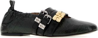 Ganni Womens Sue Triple Ballet Flat Black Rubber