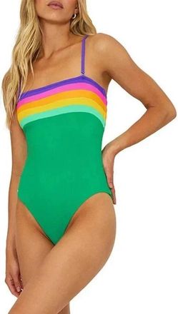 Beach Riot Jessa Swimsuits Womens Multi Colorblock One-Piece Beach RED381