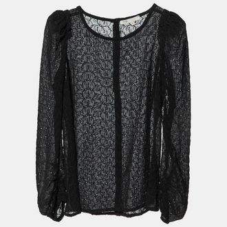 Maje Black Embroidered Crepe Top